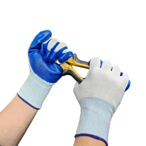 Heavy-Duty Blue Nitrile-Coated Work Gloves Anti-Slip Breathable Oil-Resistant Anti-Cut Latex-Free Tear-Resistant Abrasion-Resistant
