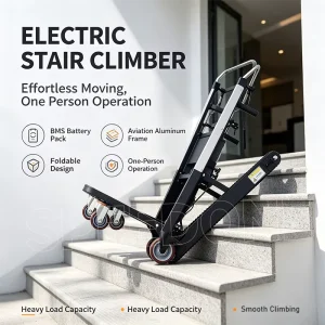 Heavy-Duty Electric Stair Climber Cargo Trolley, Roll Container Structure, Wheelbarrow Cart