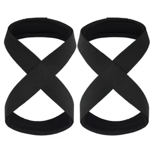 Heavy-Duty Figure-8 Weightlifting Straps with Padded Wrist Support for Deadlifts and Powerlifting