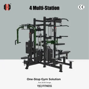 Heavy Duty Four Position Functional Trainer Independent Stations Dual Towers Leg Modules and Extended Benches for Workout Room