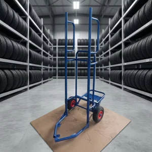 Heavy-Duty Four-Wheel Enclosed Transport Cart Dolly with Tire Mover and Handling Tool