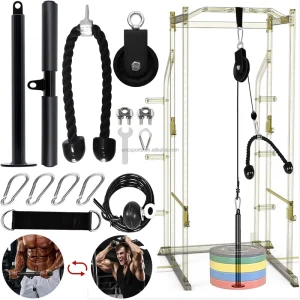 Heavy Duty Functional Trainer Set with Lat Pulldown and Seated Row for Home Gym