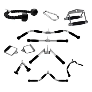 Heavy-Duty Gym Handles with Rubber Grip, Pull-Down Curl Bar