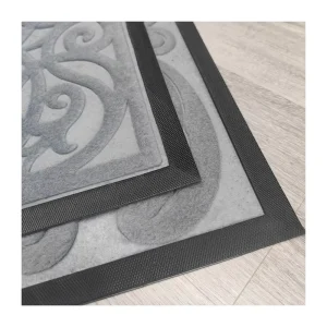 Heavy-Duty Indoor Outdoor Polyester Grey Door Mat with Rubber Backing Entrance Runner Rug