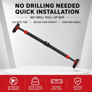 Heavy-Duty No-Screw Adjustable Doorway Pull-Up Bar