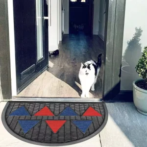 Heavy Duty Non-Slip Rubber Half-Round Front Door Doormat, Pet Friendly