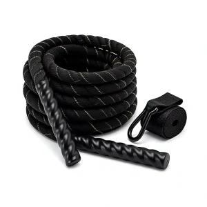 Heavy-Duty Nylon Battle Rope with Anchor Strap and Anti-Slip Handles, 30ft