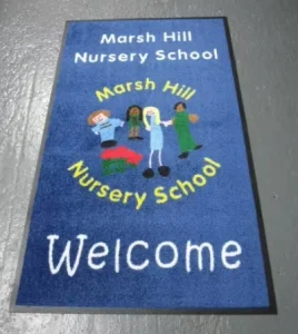 Heavy-Duty Nylon Logo Welcome Mat for School Entrance Carpet Runner Anti-Slip Washable Indoor Door Mat