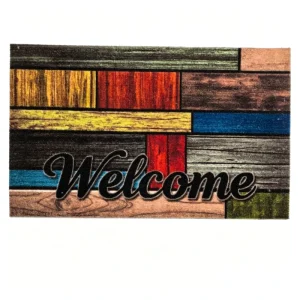 Heavy Duty Outdoor Printed Door Mat Polyester Faux Coconut Surface PVC Backing Dirt Barrier Welcome Mat