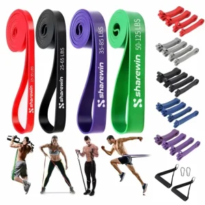 Heavy-Duty Pull-Up Assistance Band Set, 4 Levels, Natural Latex Long-Loop Resistance Bands for Weightlifting, Physical Therapy, and Yoga