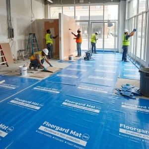 Heavy-Duty Temporary Protective Floor Cover Roll for Construction Debris, Paint, and Foot Traffic