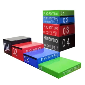 Heavy-Duty Vinyl-Covered 4-in-1 Stackable Soft Plyo Jump Box Set