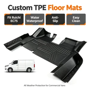 Heavy-Duty Waterproof Anti-Wear TPE 3mm Thick Black Truck Floor Mats Full Enclosed for EC75 Cargo Van