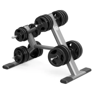 Heavy-Duty Weightlifting Plate and Barbell Storage Rack with Multiple Plate Holders for Home Gym