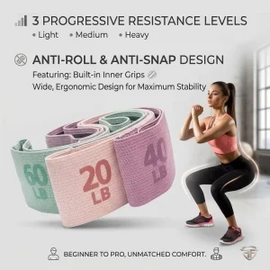 Heavy Non-Slip Fabric Resistance Bands Set of 3 Booty Hip Circle Workout Glute Strength Training Legs