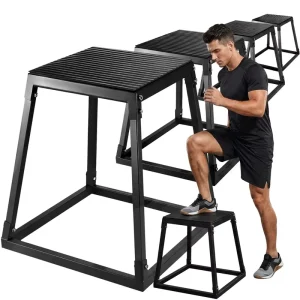 Heavy Steel Stackable Plyo Box Set, Metal Fitness Jump Box for School PE and Corporate Gym
