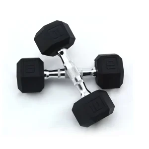 Hex Adjustable Dumbbells, Rubber-Coated Cast Iron, Anti-Roll, for Home Gym