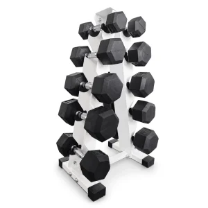 Hex Coated Dumbbells 55 to 100 Lbs Anti-Roll Free Weight Set for Home Gym Strength Training