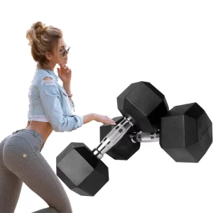 Hex Dumbbell Set 1 60kg 5 125lb Rubber Coated Cast Iron Hand Weights with Anti Slip Grip