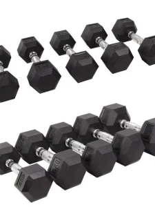 Hex Dumbbells Rubber Coated Anti-Slip Cast Iron 1-60KG/5-125LB Custom Logo
