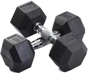 Hex Rubber-Coated Cast Iron Dumbbells for Gym Fitness