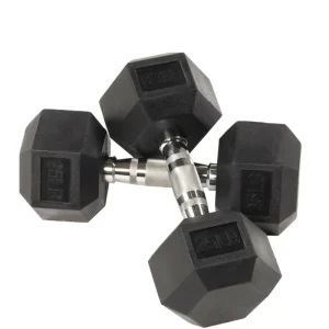 Hex Rubber-Coated Cast Iron Dumbbells for Gym Fitness