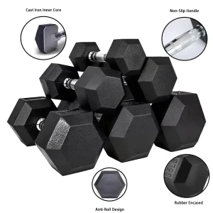 Hex Rubber Coated Dumbbell Factory Manufacturer for Bulk Strength Training Fitness Equipment