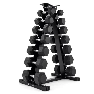 Hex Rubber-Coated Dumbbell Set for Commercial Gym