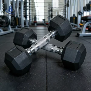 Hex Rubber-Coated Dumbbell for Commercial Gym Strength Training