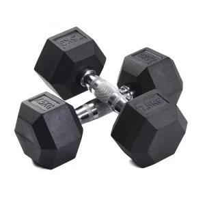 Hex Rubber Coated Solid Cast Iron Dumbbells for Men and Women Home Fitness Strength Training
