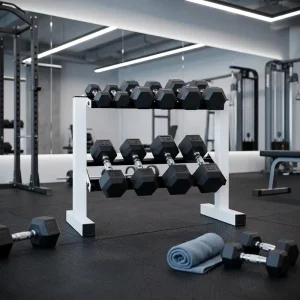 Hex Rubber Dumbbell with Anti-Roll Design for Strength and Bodybuilding Training