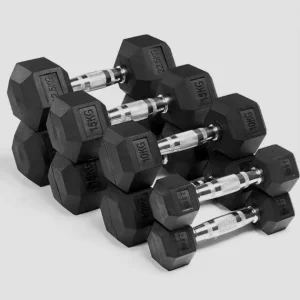 Hexagonal Cast Iron Rubber-Coated Dumbbells for Home Fitness Workout