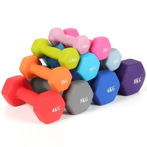 Hexagonal Coated Cast Iron Dumbbells, Pair, Anti-Slip, Lightweight, for Women