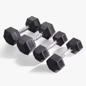 Hexagonal Dumbbell Set, Rubber-Coated Cast Iron, Black, 1 kg-40 kg