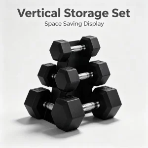 Hexagonal Iron Rubber-Coated Dumbbell with Chrome Handle for Commercial Use