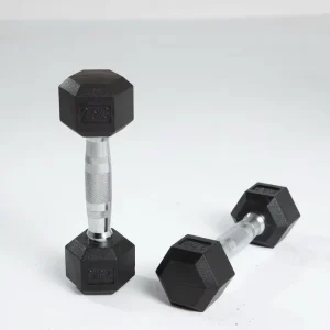 Hexagonal Rubber-Coated Adjustable Steel Dumbbell with Anti-Slip Handle for Fitness