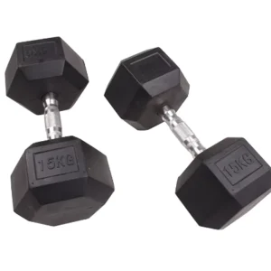 Hexagonal Rubber-Coated Dumbbells for Commercial and Household Fitness Training