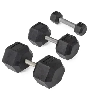 Hexagonal Rubber-Covered Dumbbell Set for Strength Training and Home Fitness