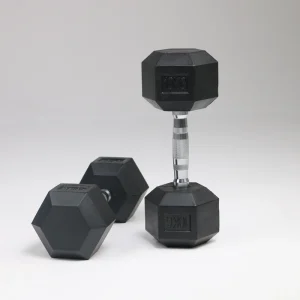 Hexagonal Rubber Dumbbells 2.5-50kg for Gym and Home Strength Training