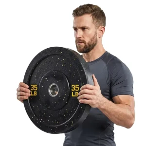 Hi-Temp Rubber Bumper Barbell Plate Black for Commercial and Home Use
