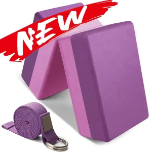 High-Density 2-Pack EVA Foam Yoga Blocks Non-Slip Surface 9*6*4 for Sports Fitness Stretching with Yoga Strap