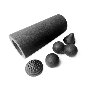 High-Density 5-in-1 EPP Yoga Pilates Foam Roller Massage Set, Black/Grey
