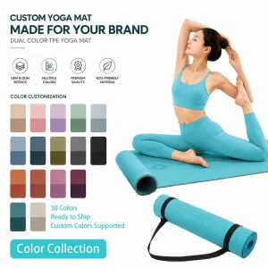 High-Density Closed-Cell TPE 6mm Thick Double-Layer Yoga Mat with Carrying Strap