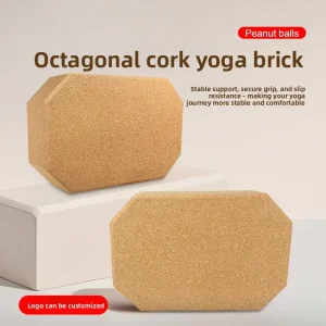High-Density Cork Yoga Block, 80-cent, Polygonal, Anti-Slip, for Pilates, Exercise, and Dance Training