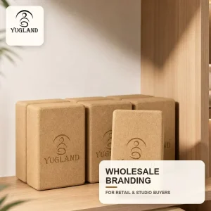 High Density Cork Yoga Block, Natural Jute, Non-Slip Support Brick for Pilates and Gym