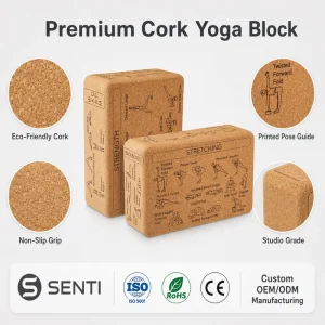High Density Cork Yoga Block Non-Slip Breathable