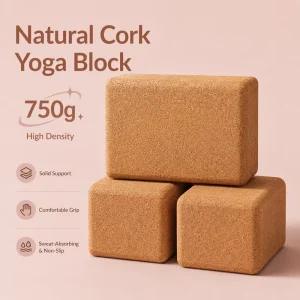 High-Density Cork Yoga Block Sweat-Absorbent Anti-Slip Yoga Brick with Rounded Edge