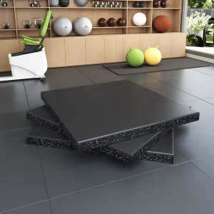 High Density Durable Wood Grain Rubber Tile Gym Flooring with Shock Absorption