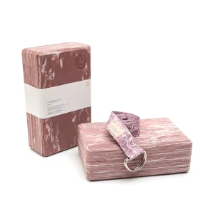 High-Density EVA Foam Yoga Block and Strap Set, 5 Colors, 25x15x7.5cm