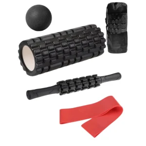 High Density EVA Yoga Foam Roller Set with Resistance Band, Massage Ball and Massage Bar